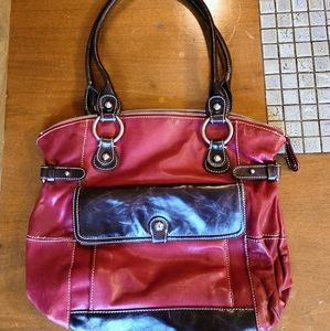 GUC Luce Red & Brown Soft Genuine Leather Shoulder Bag